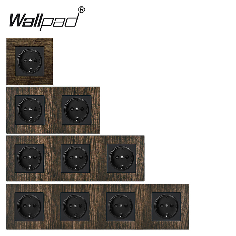 Home Improvement Outlet - Wood Design EU Socket Wallpad Aluminium