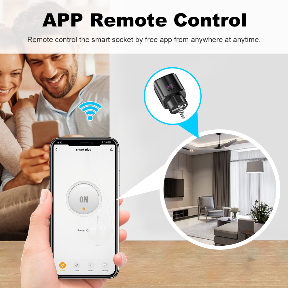 Home Improvement Outlet - Smart 20A EU Plug WiFi+Bluetooth Socket