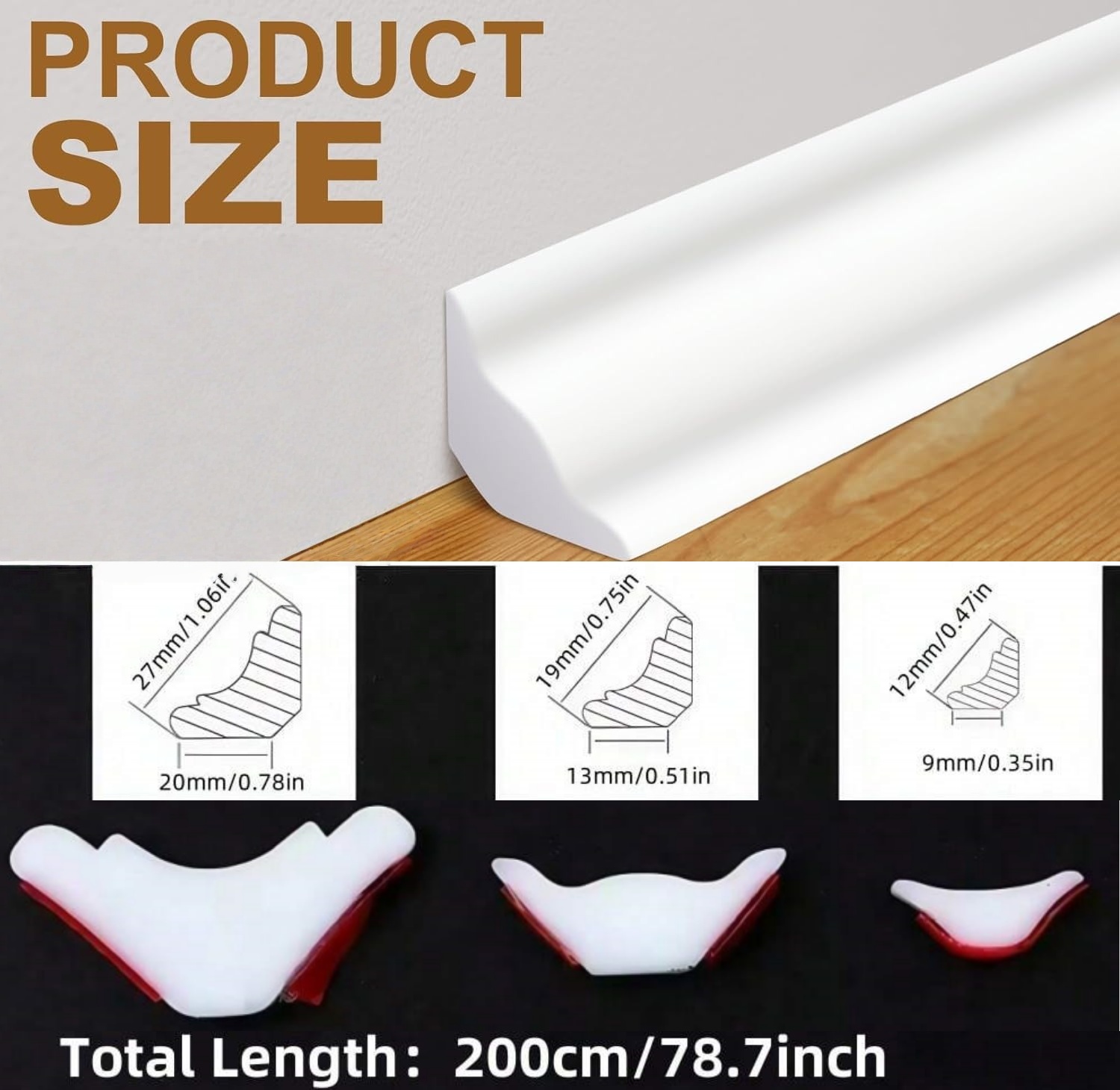 1pc Self-Adhesive TPE Material - Baseboard Molding Trim のレビューと価格