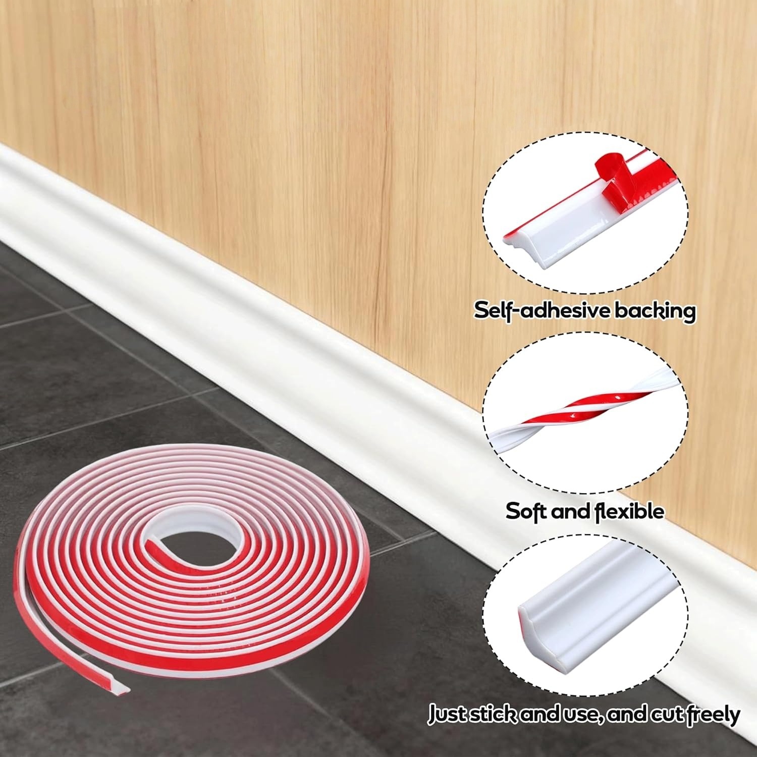 1pc Self-Adhesive TPE Material - Baseboard Molding Trim のレビューと価格